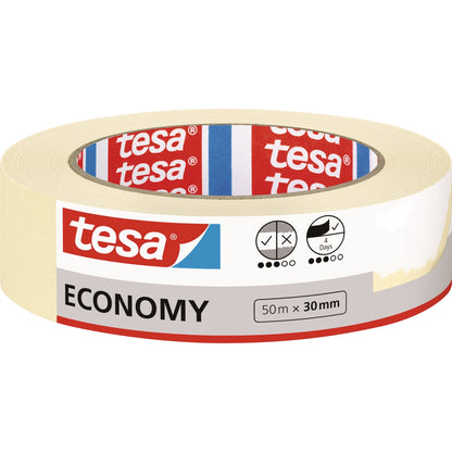 tesa® Kreppband ECONOMY Innenbereich 30 mm x 50 m (B x L) Naturkautschuk beige