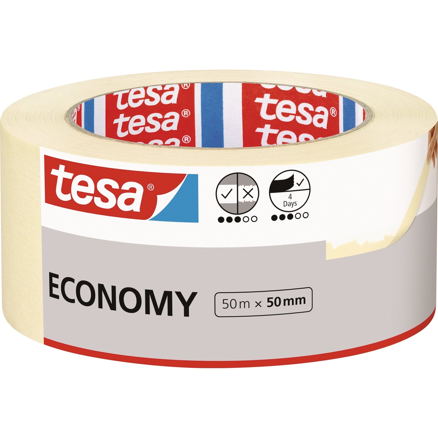 tesa® Kreppband ECONOMY Innenbereich 50 mm x 50 m (B x L) Naturkautschuk beige