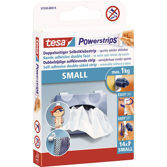 tesa® Klebepad Powerstrips® Small 14,5 x 33 mm (B x L) weiß 14 St./Pack.