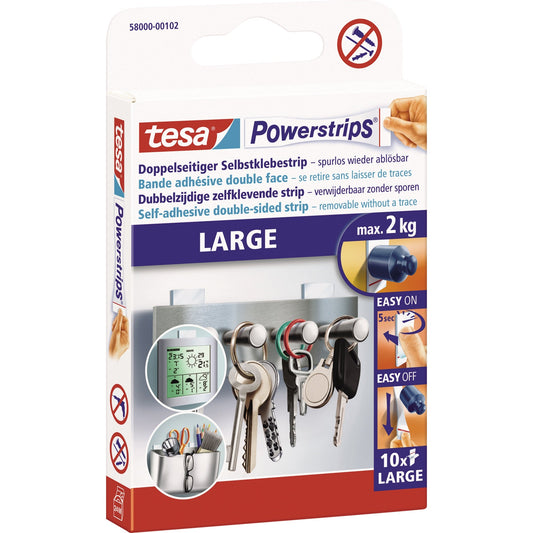tesa® Klebepad Powerstrips® Large 20 x 50 mm (B x L) weiß 10 St./Pack.