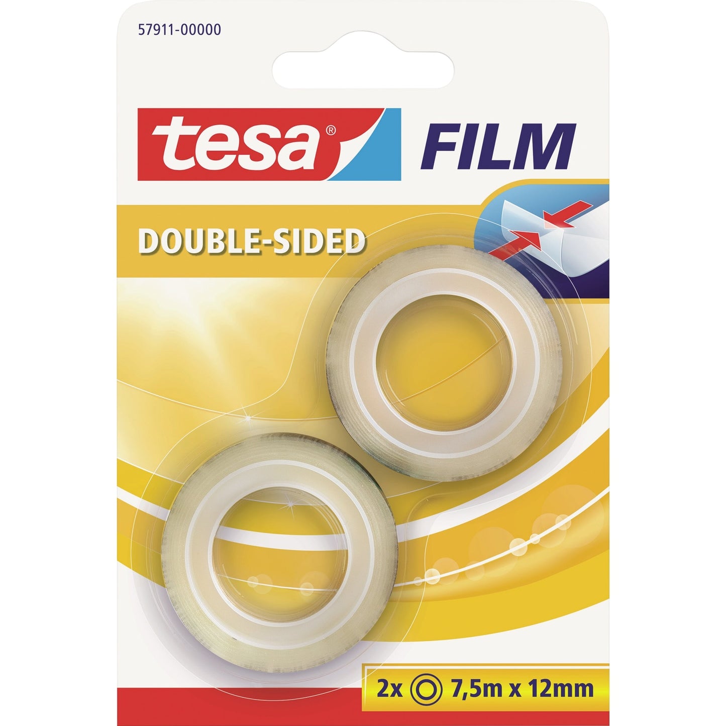 tesa® Klebefilm 12 mm x 7,5 m (B x L) beidseitig klebend Polypropylen transparent 2 St./Pack.