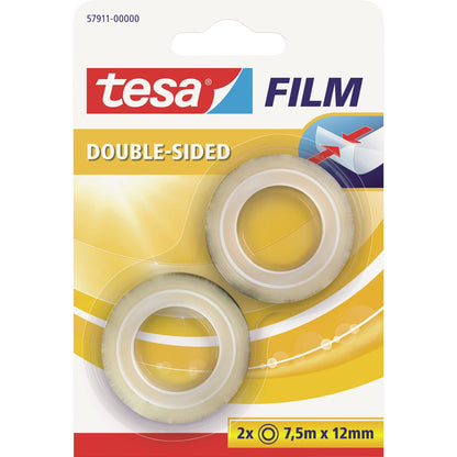 tesa® Klebefilm 12 mm x 7,5 m (B x L) beidseitig klebend Polypropylen transparent 2 St./Pack.