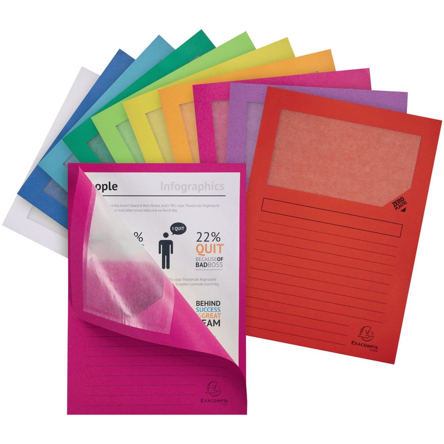 Exacompta Sichtmappe Forever® DIN A4 130g/m² Recyclingkarton farbig sortiert 100 St./Pack.