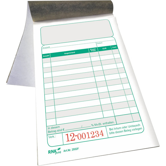 RNK Verlag Kassenblock DIN A6 1 Durchschlag 2 x 50 Bl.