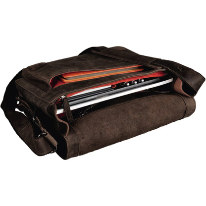 Pride & Soul Umhängetasche BEN 35 x 29 x 11 cm (B x H x T) Klettverschluss zwei Fächern, Hauptfach mit Handytasche, Einsteckfach, gepolstertem Laptopfach Leder braun