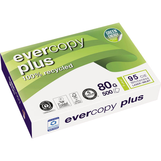 Clairefontaine Kopierpapier Evercopy Plus DIN A4 80g/m² 100 % Altpapier weiß 500 Bl./Pack.