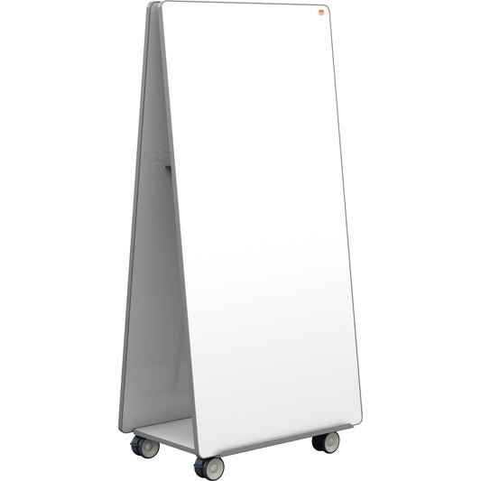 Nobo® Whiteboard Move & Meet Basissystem Maße der Oberfläche: 90 x 180 cm (B x H) Tafel magnethaftend beidseitig beschreibbar inkl. Gestell, Whiteboard Move & Meet 1915563, mobiles Zubehörfach, Flipcharthaken, Zubehör-Kit 1915566 Stahl lackiert weiß