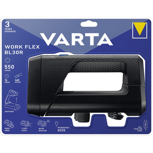 Varta Taschenlampe Work Flex® BL30R 460m High: 550 Im, Low: 90lm LED Polycarbonat/ABS Kunststoff/Polyoxymethylen