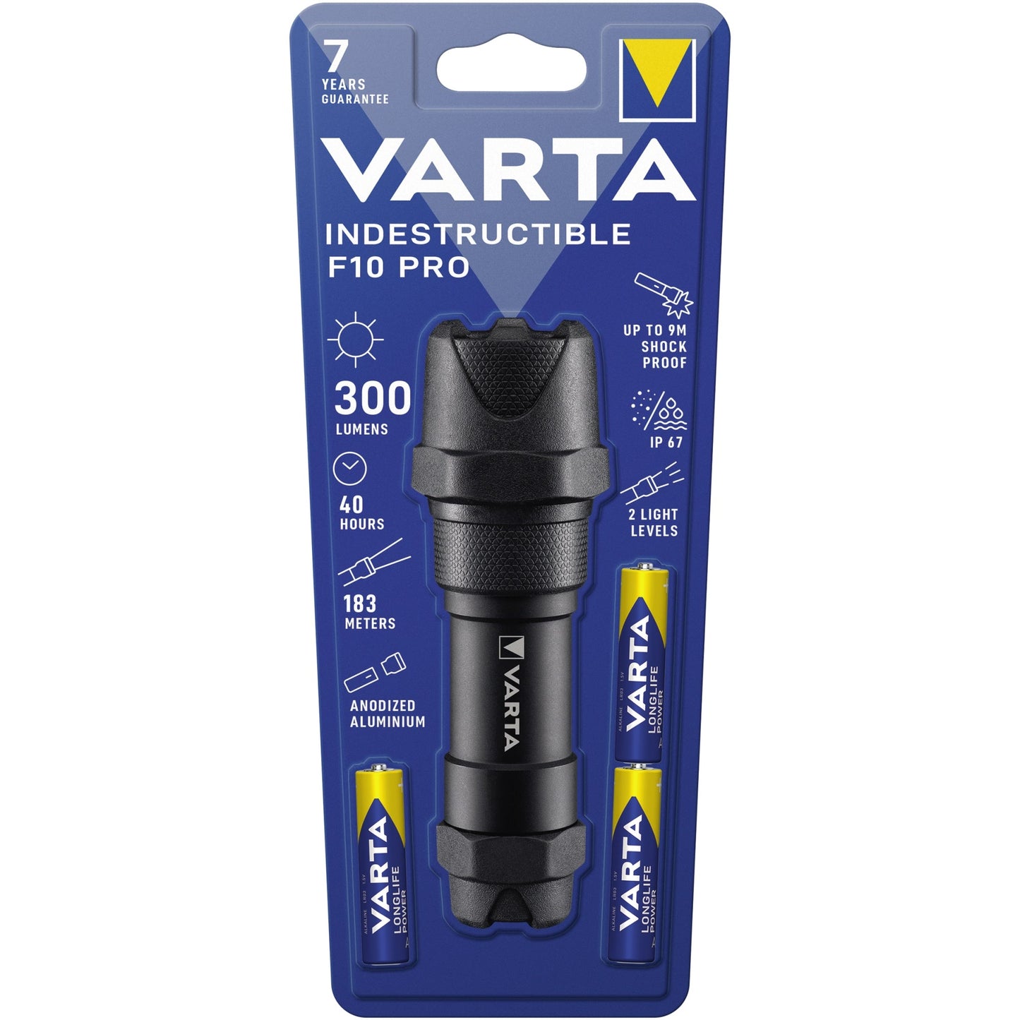 Varta Taschenlampe Professional Line High: 183 m, Low: 50m High: 300 Im, Low: 25lm LED Aluminium