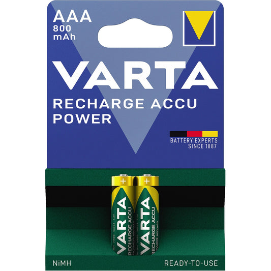 Varta Akku Recharge Accu Power AAA/Micro HR03 Nickel-Metallhydrid 1,2V 800 mAh 2 St./Pack.