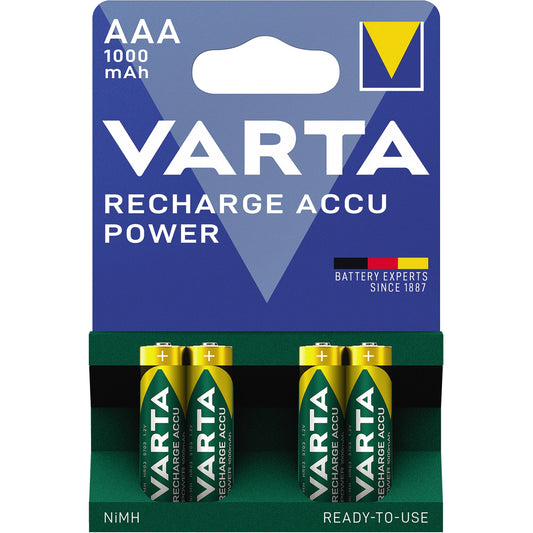 Varta Akku Recharge Accu Power AAA/Micro HR03 Nickel-Metallhydrid 1,2V 1.000 mAh 4 St./Pack.