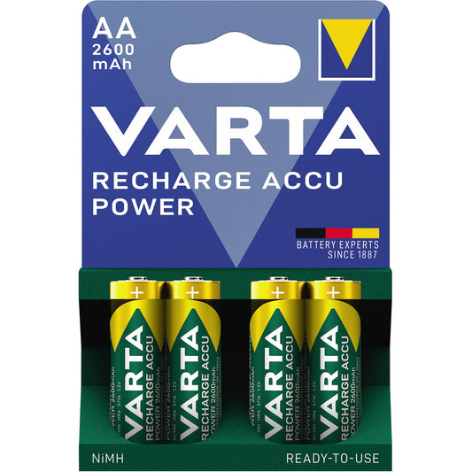 Varta Akku Recharge Accu Power AA/Mignon HR6 Nickel-Metallhydrid 1,2V 2.600 mAh 4 St./Pack.