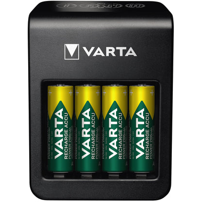 Varta Akkuladegerät Plug Charger+ 4 x AA Akkus (2.100 mAh) AAA/Micro, AA/Mignon, E-Block 4h 100-240V