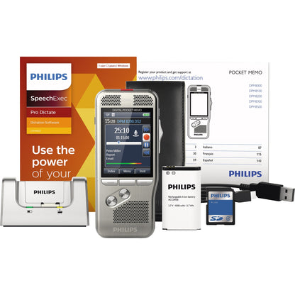 Philips Diktiergerät Digital Pocket Memo DPM 8200 5,3 x 12,3 x 1,5 cm (B x H x T) 2.800 (SP), 1.400 (QP), 200 (MP3), 108 (PCM Voice), 52 (PCM Stereo)h