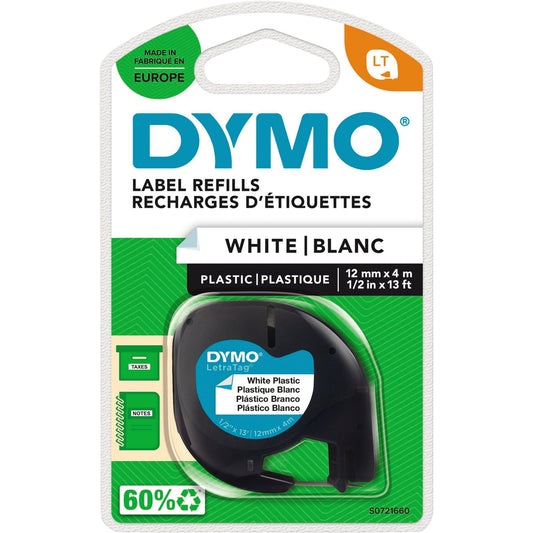DYMO® Schriftbandkassette 12 mm x 4 m (B x L) weiß schwarz