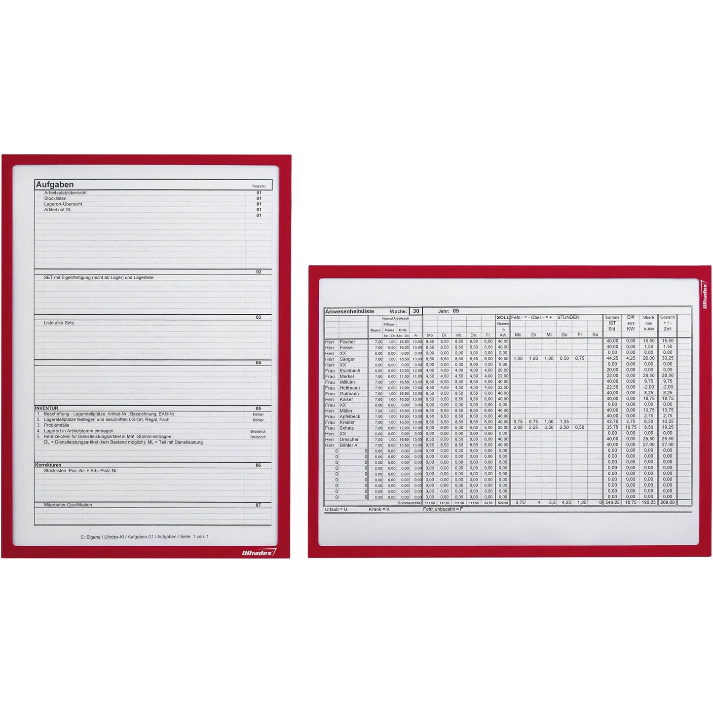 Ultradex Magnetrahmen DIN A4 PET rot 5 St./Pack.