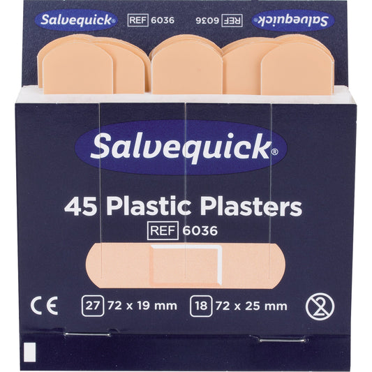 Salvequick Nachfüllset Pflasterspender Refill 6036 Salvequick Pflasterspender Cederroth 490700 27 St. 7,2 x 1,9 cm, 18 St. 7,2 x 2,5 cm 45 St./Pack.