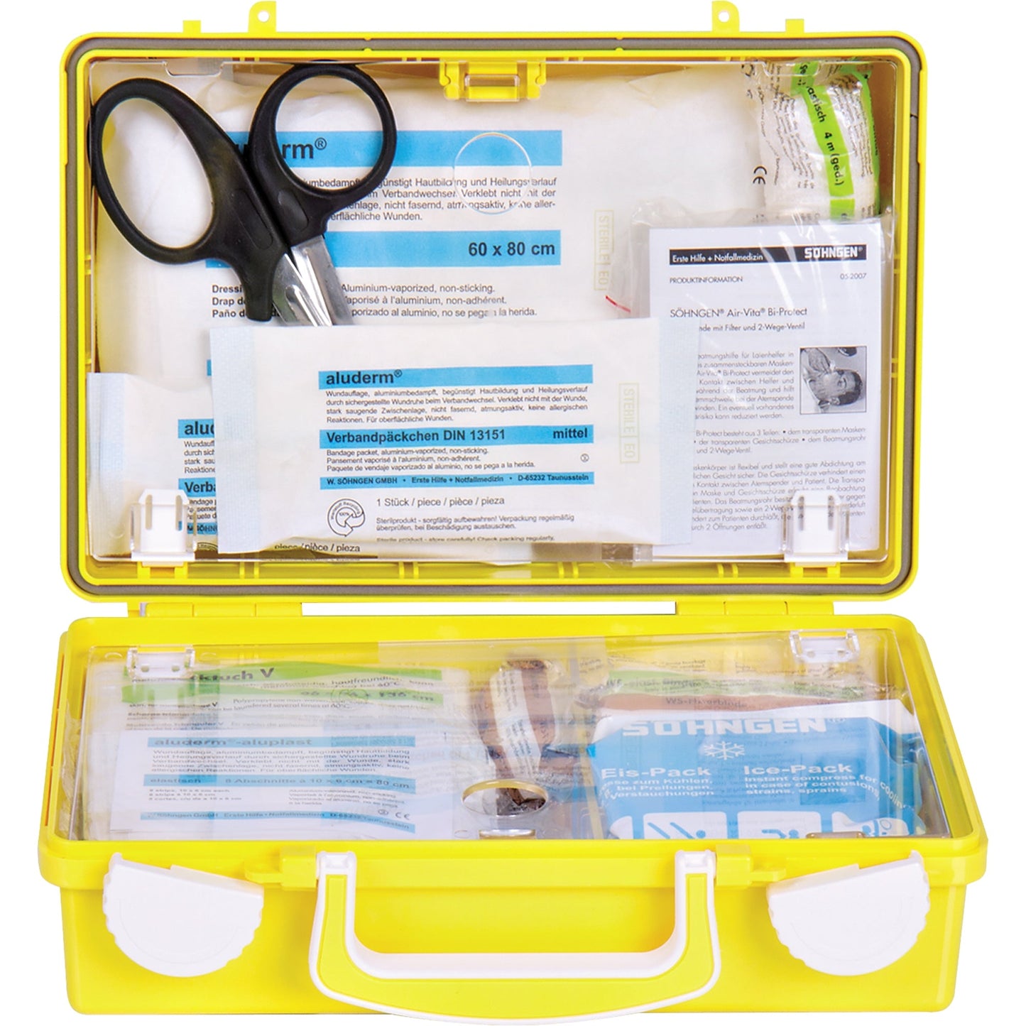SÖHNGEN® Erste Hilfe Koffer Extra ca. 26 x 17 x 11 cm (B x H x T) DIN 13157 leuchtgelb
