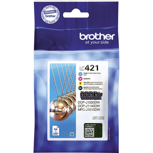 Brother Tintenpatrone Originalzubehör LC-421 ca. 4 x 200 Seiten schwarz, mehrfarbig 4 St./Pack.