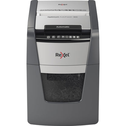 Rexel® Aktenvernichter Optimum AutoFeed+ 90X P-4 Papier, Heftklammern, Büroklammern, Kreditkarten Partikelschnitt 9 Bl. manuell, 99 Bl. automatisch schwarz