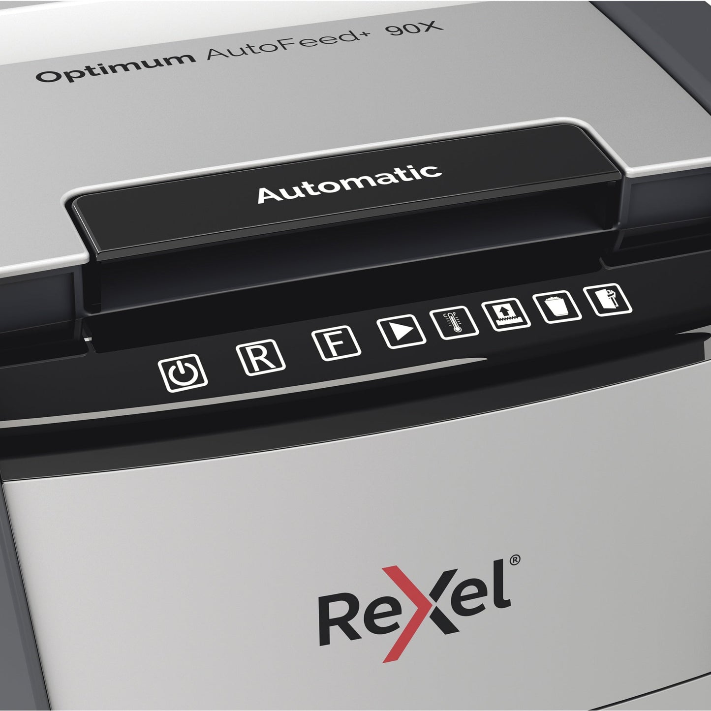 Rexel® Aktenvernichter Optimum AutoFeed+ 90X P-4 Papier, Heftklammern, Büroklammern, Kreditkarten Partikelschnitt 9 Bl. manuell, 99 Bl. automatisch schwarz