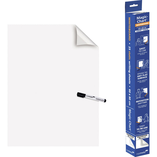 Legamaster Whiteboardfolie Magic-Chart 60 x 80 cm (B x H) 50µm blanko inkl. 1 Marker Polypropylen weiß