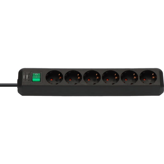 brennenstuhl® Steckdosenleiste Eco-Line 6 Steckdosen schwarz