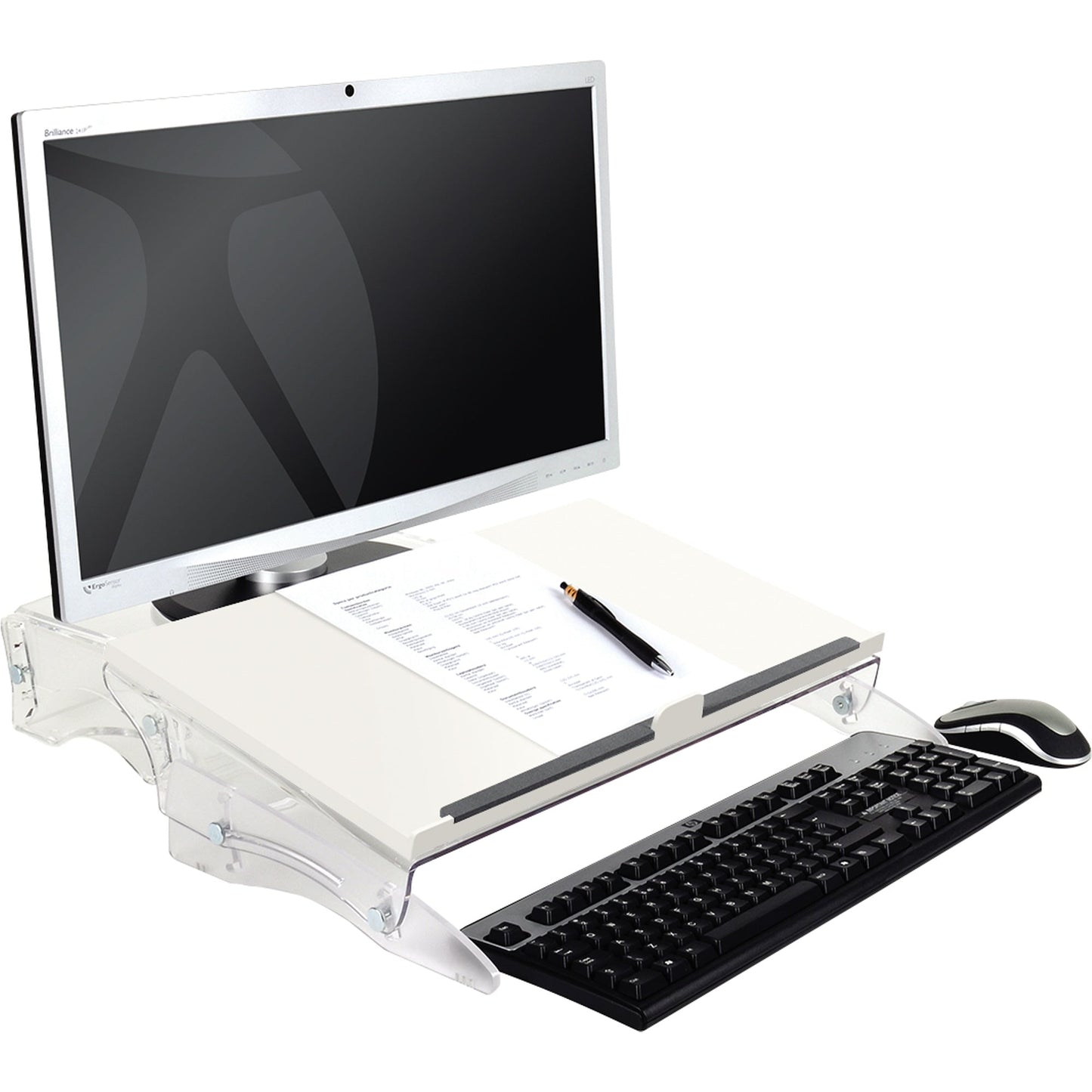 BakkerElkhuizen Konzepthalter FlexDesk 630 DIN A3 höhenverstellbar ohne Neigungsverstellung Acrylglas/Kunststoff transparent/weiß