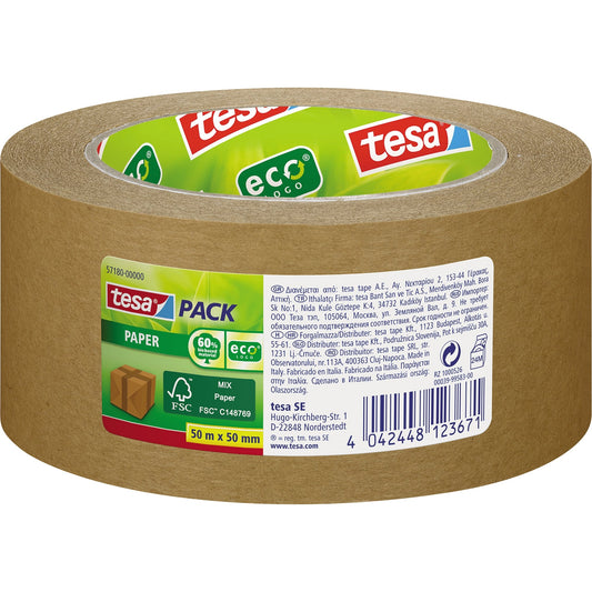 tesa® Packband tesapack® Paper 50 mm x 50 m (B x L) Synthesekautschuk braun