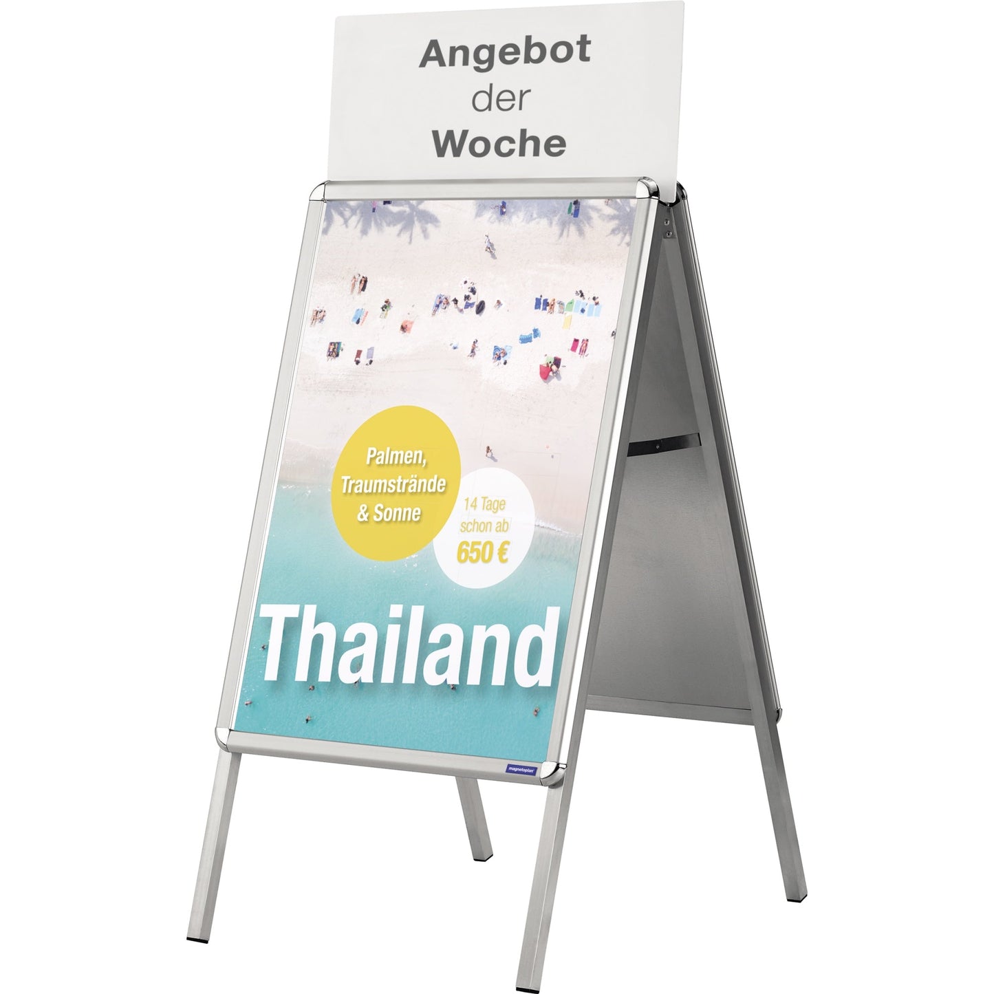 magnetoplan® Kundenstopper SP 46,5 x 64,2 x 130 cm (B x H x T) DIN A2 Aluminium silber