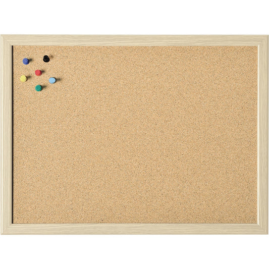 magnetoplan® Pinnwand 60 x 40 cm (B x H) Maße der Oberfläche: 56,3 x 36,3 cm (B x H) inkl. 6 Pinnnadeln Kork Material des Rahmens: Kiefernholz braun