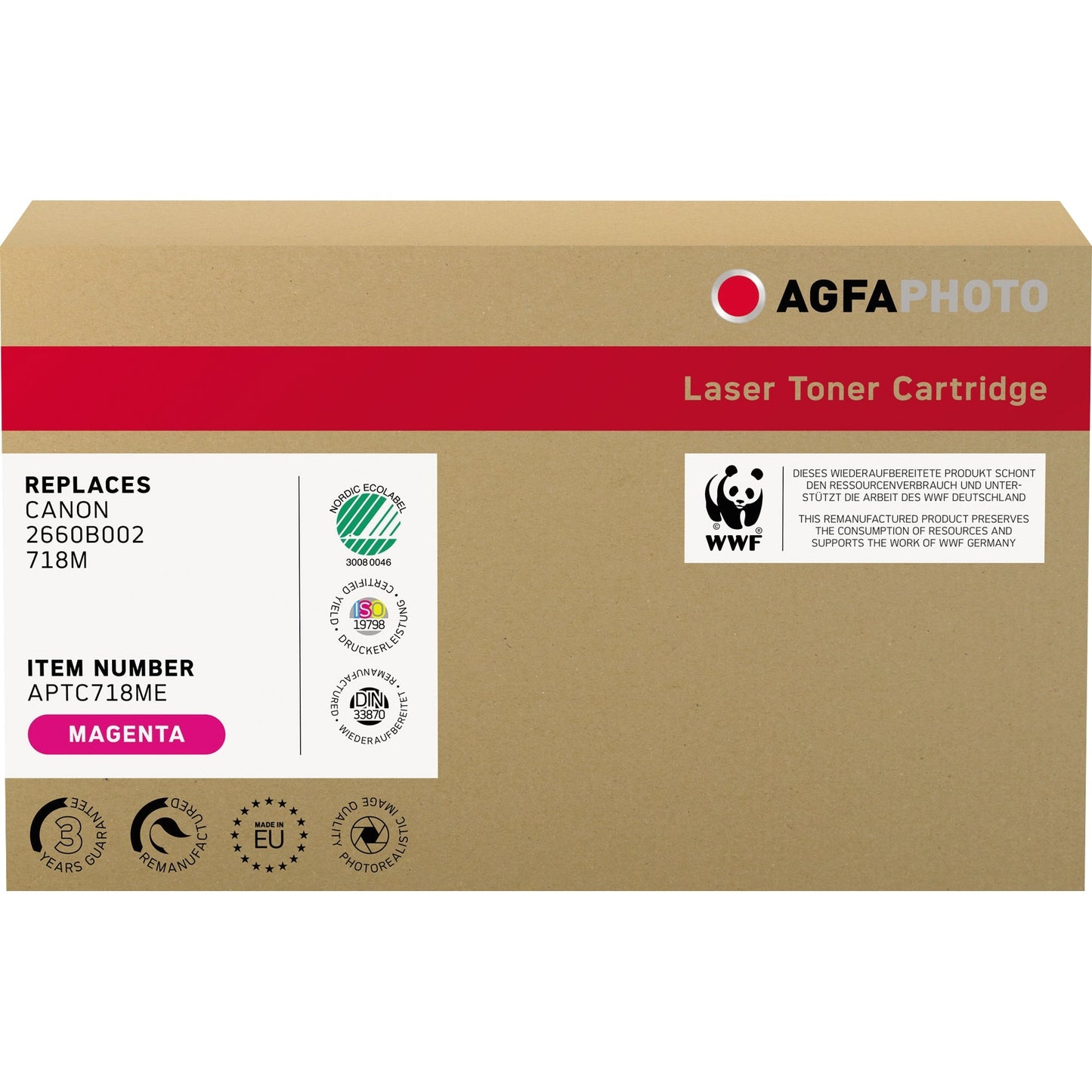 AgfaPhoto Toner kein Originalzubehör Kompatibel mit: Canon 718M ca. 2.900 Seiten magenta