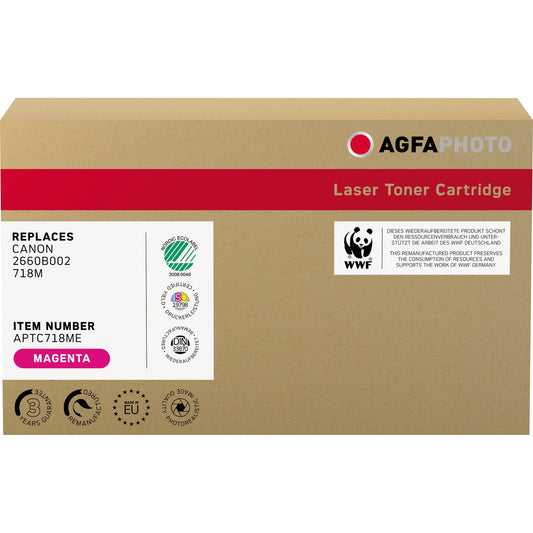 AgfaPhoto Toner kein Originalzubehör Kompatibel mit: Canon 718M ca. 2.900 Seiten magenta