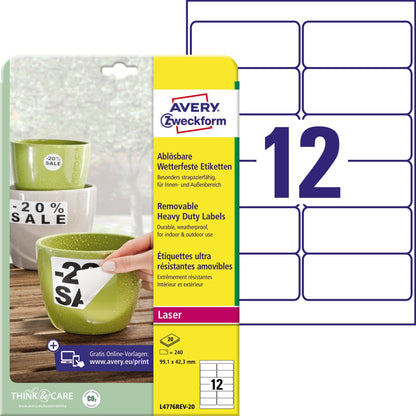 Avery Zweckform Folienetikett 99,1 x 42,3 mm (B x H) weiß 240 Etik./Pack.