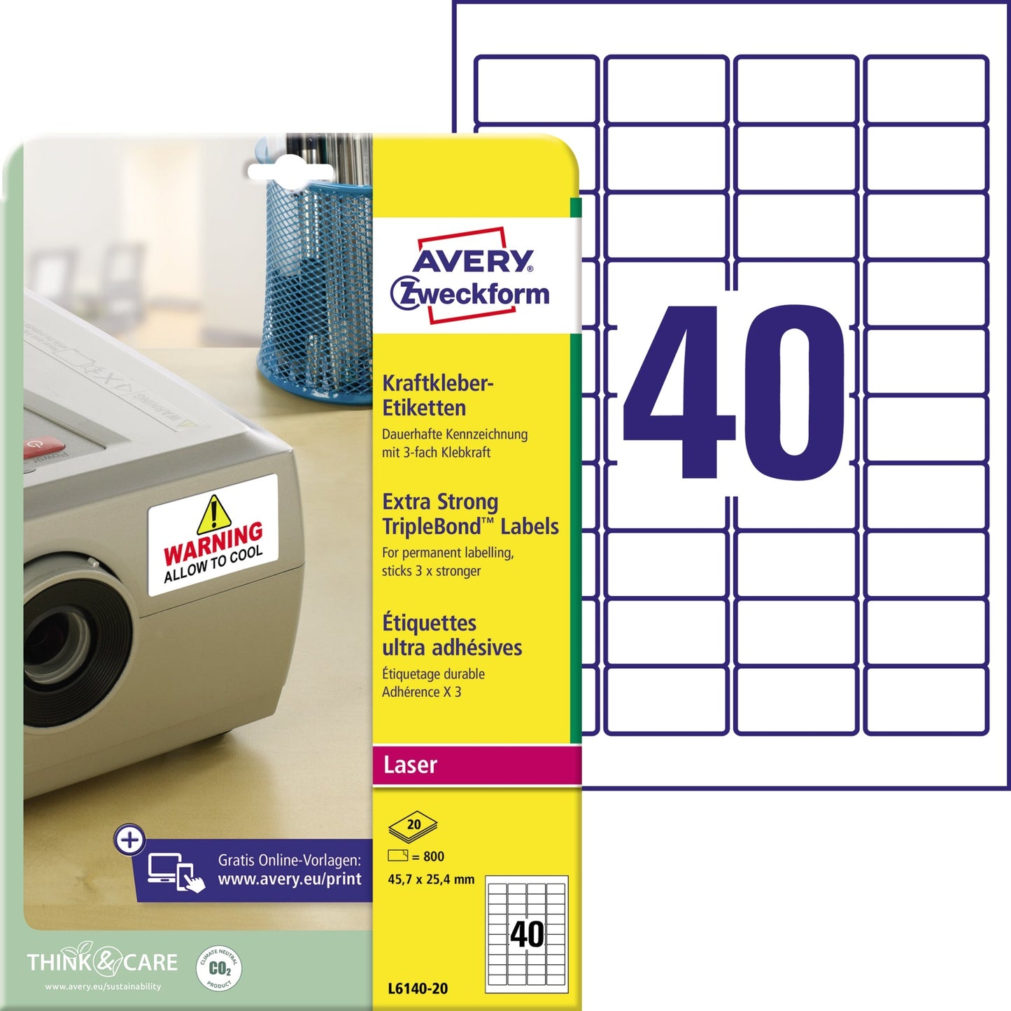 Avery Zweckform Folienetikett 45,7 x 25,4 mm (B x H) weiß 800 Etik./Pack.
