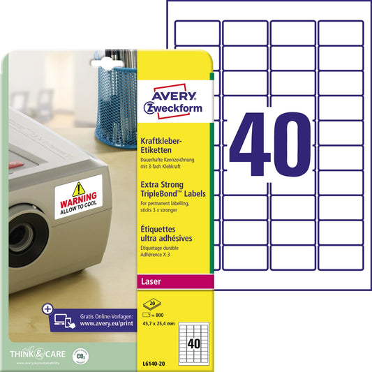 Avery Zweckform Folienetikett 45,7 x 25,4 mm (B x H) weiß 800 Etik./Pack.