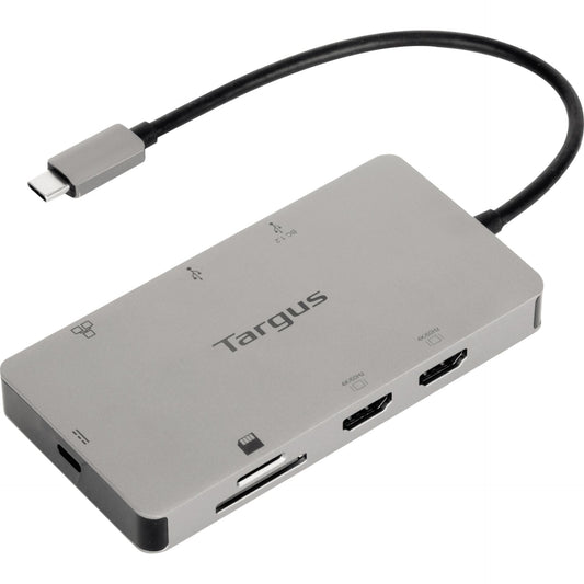 Targus Dockingstation 15 x 3 x 10 cm (B x H x T) USB 1 x USB-C 3.2 Gen 2 (mit Spannungsversorgung), 1 x USB-A 3.2 Gen 1 (mit Batterie-Aufladung), 1 x USB-A 3.2 Gen 1, 2 x HDMI, 1 x RJ-45