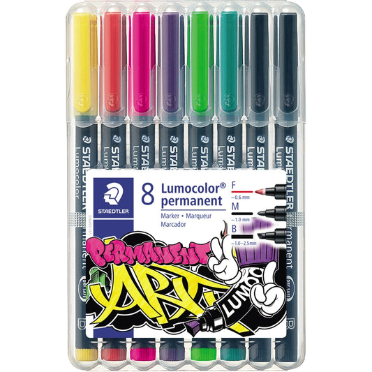STAEDTLER® Folienstift Lumocolor® permanent 31 0,6 mm, 1 mm, 1-2,5mm farbig sortiert 8 St./Pack.