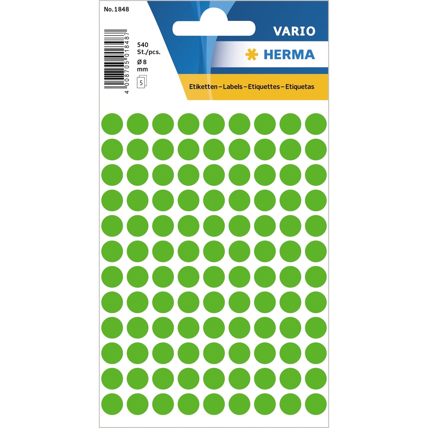 HERMA Markierungspunkt VARIO 8mm Papier leuchtgrün 540 Etik./Pack.