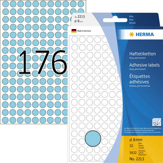HERMA Markierungspunkt 8mm Papier blau 5.632 Etik./Pack.
