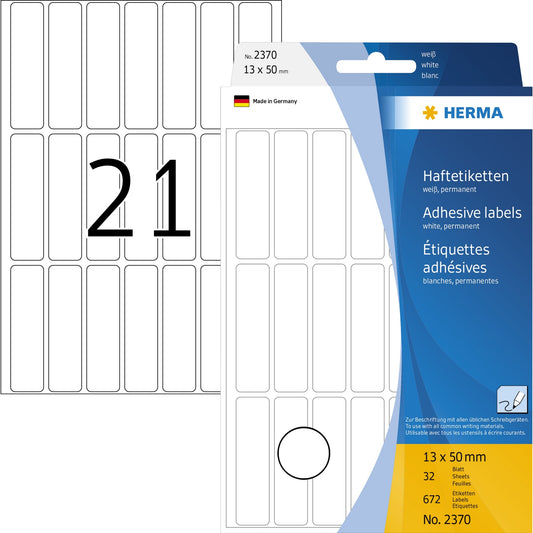 HERMA Universaletikett 13 x 50 mm (B x H) nicht wieder ablösbar Papier weiß 672 Etik./Pack.
