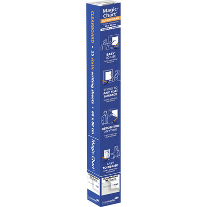 Legamaster Flipchartfolie Magic-Chart Clearboard 60 x 80 cm (B x H) 50µm selbsthaftend inkl. 1 Marker Polypropylen transparent 25 Bl./Pack.