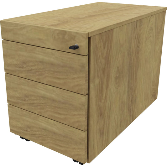 NowyStyl Rollcontainer SQart Workstation 432 x 525 x 800 mm (B x H x T) 4 Schubladen Holz, melaminbeschichtet natural hickory