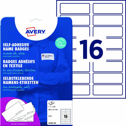 Avery Zweckform Namensetikett 88,9 x 31 mm (B x H) Acetatseide weiß 320 Etik./Pack.
