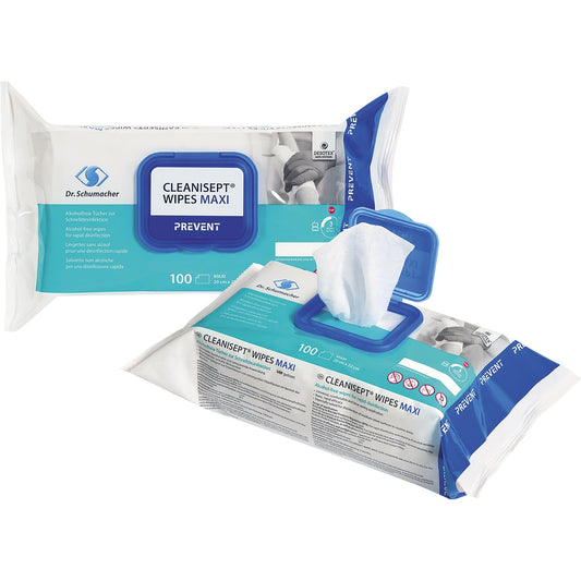 Cleanisept® Desinfektionstücher MAXI 20 x 22 cm (B x H) alkoholfrei antibakteriell begrenzt viruzid, bakterizid, levurozid 5,5-7,5 100 St./Pack.