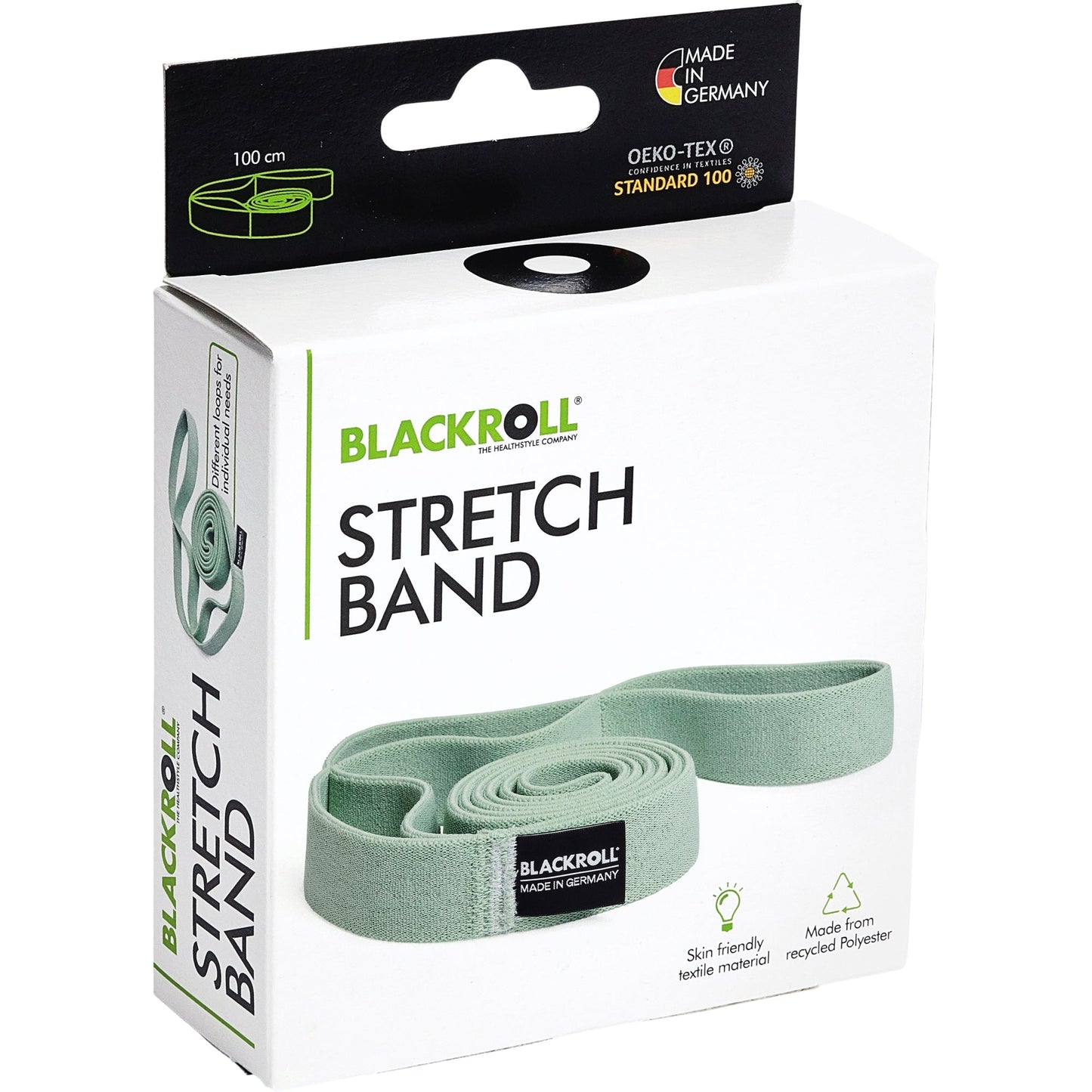 BLACKROLL Fitnessband STRETCH BAND 3 x 100 cm (B x L) 35 % Naturkautschuk, 65 % Polyester recycelt grün