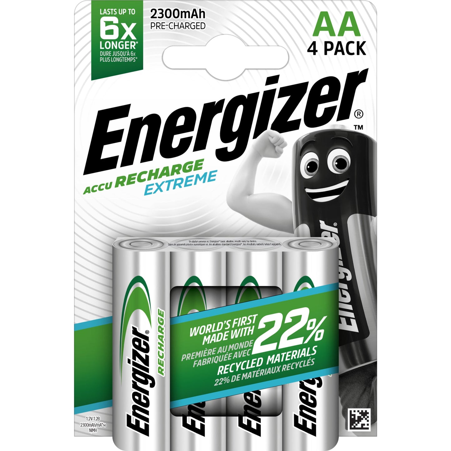 Energizer® Akku Recharge Extreme AA/Mignon HR6 Nickel-Metallhydrid 1,2V 2.300 mAh 4 St./Pack.