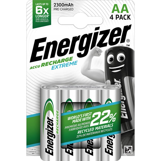 Energizer® Akku Recharge Extreme AA/Mignon HR6 Nickel-Metallhydrid 1,2V 2.300 mAh 4 St./Pack.