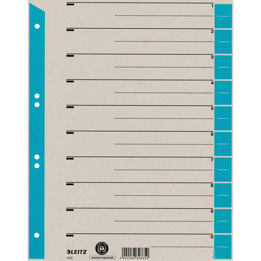 Leitz Trennblatt DIN A4, Überbreite Kraftkarton, 100 % recycelt hellblau 100 St./Pack.