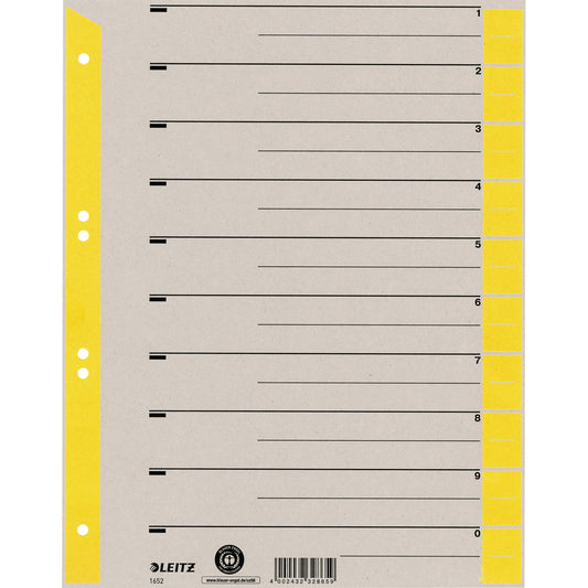 Leitz Trennblatt DIN A4, Überbreite Kraftkarton, 100 % recycelt gelb 100 St./Pack.